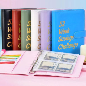 MKEB Waterproof Envelope Challenge Binder 52 Weeks Loose Leaf Money Saving Challenge 6 Holes Colorful Savings Challenge Book Cash Envelopes