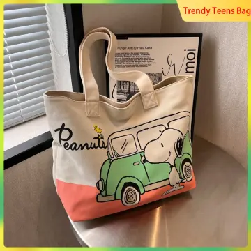 Brand New Jfashion snoopy peanuts small canvas tote bag on sale in beige