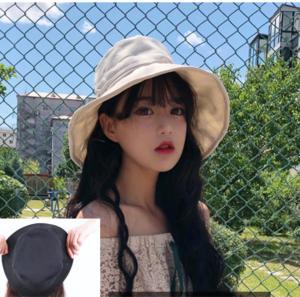 TSE Hat Wig Female Long Small Cured Hair Wig With Fisherman hat Cute Hat Hair Wig( Black) SW85