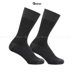 Tất nam cổ cao đi giày tây GOMTAT hoạ tiết sọc ngang chất liệu cotton hút ẩm thoáng khí - GOM-TAY09-1DOI
