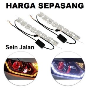 Lampu LED ALIS Crystal Tear 2 Warna 2 Mode Welcome DRL Mobil Motor Sein Jalan Running 16 Mata 60 CM 60CM Sen Jalan