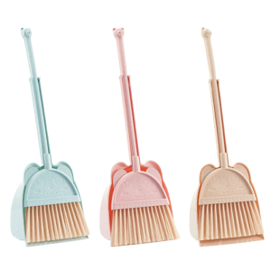 Children Cleaning Toy Tool Set with Bear Handle Broom and Dustpan Cleaning Tool for Little Girls Pretend Play Game