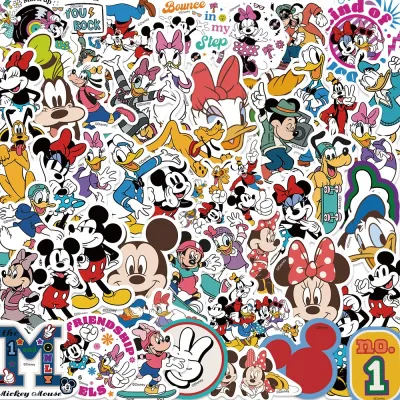 💥พร้อมส่ง💥Disney Mickey mouse pooh donald duck มิกกี้ 50 แผ่น พีวีซี กันน้ำ สติ๊กเกอร์