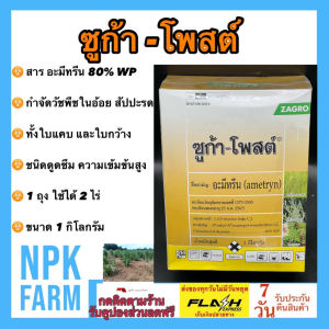 อะมีทรีน อามีทรีน ซูก้าโพสต์ 80 ขนาด 1 กิโลกรัม กำจัดหญ้าใบแคบและใบกว้าง ในไร่อ้อย ไร่สับปะรด ชนิดดูดซึม ความเข้มข้นสูง 1 ถุงใช้ได้ 2 ไร่