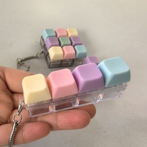 Oldlaiben Keyboard Fidget Keychain Toys with LED Light Sensory Macaron Color Palette Fun Toys for Anxiety Decompression