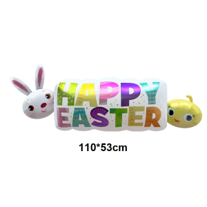Balon Foil Tema Hari Paskah Karakter Kelinci Putih Telur Happy Easter Egg Rabbit Dekorasi Paskah