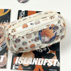 BUUXIAA วอลเลย์บอลชาย กระเป๋าใส่ปากกา ป้องกันคราบสกปรก จุได้มาก กระเป๋าใส่เครื่องเขียน สร้างสรรค์และสร้างสรรค์ สามชั้น ที่จัดระเบียบเครื่องเขียน นักเรียนก็อก