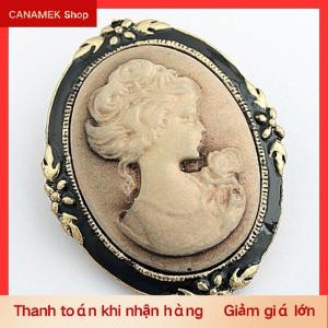 CS [Mimar] Phụ nữ Vintage Cameo Thanh Lịch Cài áo Cổ Cưới Quyến Rũ Chân Dung Cài áo