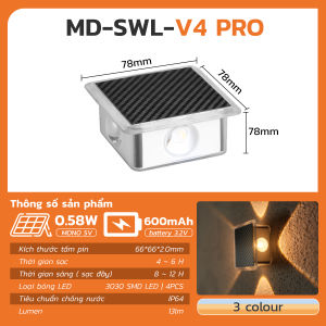 Đèn Hắt Tường Năng Lượng Mặt Trời MODI SOLAR Đèn Led Gắn Tường Năng Lượng Mặt Trời Chống Nước IP65 Ngoài Trời