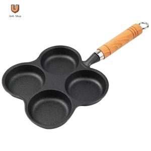 4-Hole Non Stick Frying Pot Breakfast Burger Egg Pancake Maker Multifunction Hamburger Steak Pan for Gas Stove Induction Cooker [Ueb Shop]