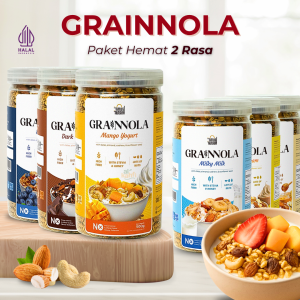 [Paket 2 Rasa] Grainnola Timur Tengah 500gr x 2 | Granola With Almond Mete Sereal Diet Oatmeal Sarapan