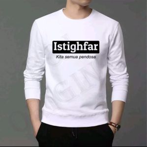 Promo Sweater Keren Kaos PriaDistro ISTIGHFAR Crewneck Trendy Sweatshirt Elegan Sweter Cowok Kasual