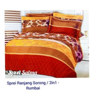 Sprei Double Seprei Katun Two In One Rumbai Sprei Kasur Susun Ranjang Sorong 120 Rempel  Sprei Corak Motif Bunga Coklat