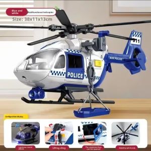 Police Firemen Rescue Aircraft Model Helicopter Toy with Lights & Sound | Learning Pull-Back Drone Gifts for Kids Boys & Girls