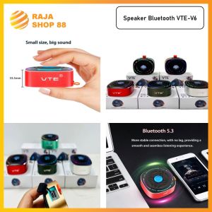 Speaker Bluetooth 5.3 Mini VTE-V6 Wireless Speaker Portable Besi RGB Light Waterproof Extra Bass