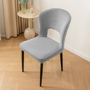 NEXASHOP Elastic Curved Chair Cover Hollow Back Jacquard Dining Chair Covers Universal Dustproof Arc Armchair Covers Seat Cover