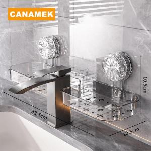 【CANAMEK】 Wash Basin Suction Cup Rack Wall Mounted Punch-free Storage Rack Detachable Washable Load-bearing Rack Punch-free Acrylic Shelf