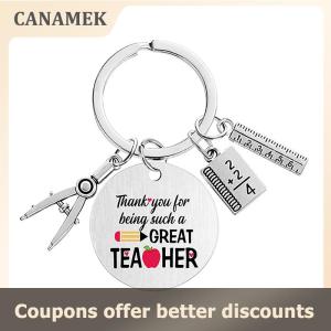 【 CANAMEK 】 Teacher Key Chain Thank You Teacher Text Popular Pendant Key Chain TeachersDay Pendant Gifts For Teachers