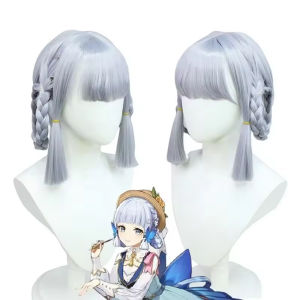Genshin Impact New Skin Costume Kamisato Ayaka Fruhling Costume Heat Resistant Wig Folding Fan Accessories Genshin Impact Wigs