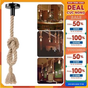 Dây đui bện dây thừng treo trần dài 1m đuôi dây thừng trang trí decor kèm bóng đèn Edison ST64 4W bền đẹp - 08520035