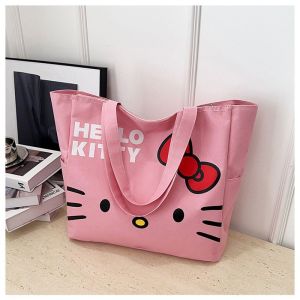 STAR FRUIT⭐ Hello Kitty Waterproof Tote Bag with Large Capacity Perfect for Travel and Daily Use Featuring Cute Bow Print and Multiple Inner Pockets