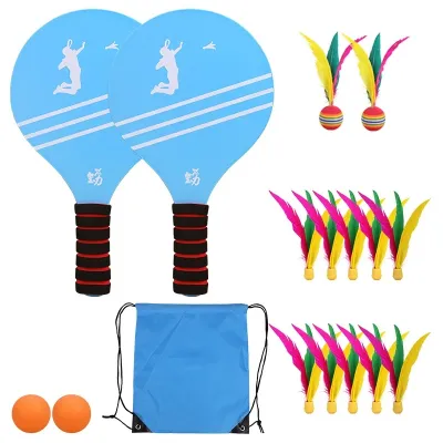 1Set Beach Tennis and Badminton Racket Paddle Set Paddle Ball Jazzminton Game Summer Open Spaces Park Beach Playing