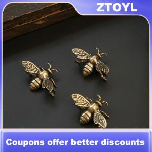 【ZTOYL】 Vintage Brass 1pc 2pcs Mini Bee Collectible Figurines - Handmade Antique Desk Decorations - Ideal Gift For Home Office Collector