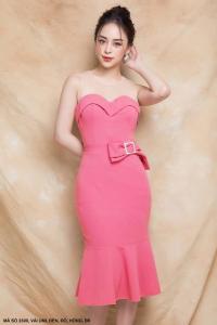 🎀MYDU SHOP🎀 Đầm Ôm MS 2300 – Lai Loe Nữ Tính Nơ Eo Khoen Phối Lưới Trước Ngực