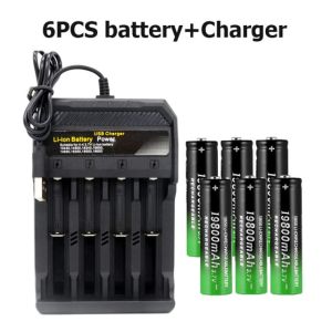 18650 19800mAh 3.7V Battery with USB Charger for LED Torch Radio Electric Fan Rechargeable Battery