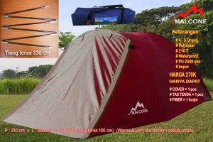 (Bukan Tenda) Cover atau Outer Tenda Dome Type Snile 4-5 org Waterproof Polyester 210T PU2500M Sudah Include Tiang Teras Depan