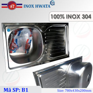 Chậu Rửa Chén Bát Chính Hãng HWATA INOX 304 - Loại 1 hộc 1 cánh 2 hộc nhiều kích thước thông dụng kèm xi phông
