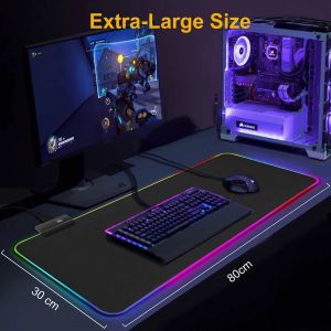 RGB Colorful LED Lighting Light Gaming Mouse Pad Soft Large Computer Game Mousepad (8004mm) *300*