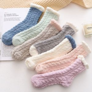 YOCKY Phụ nữ Lông cừu san hô Mềm Nhà Độ đàn hồi cao Tất ngủ Sock sàn Chắp vá Mềm mại Tất khăn