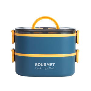 กล่องข้าวกลางวันกล่องเบนโตะแบบวางซ้อนกันได้3ชั้น2000มล. ปิดผนึกกันรั่วกล่องอาหารไมโครเวฟแบบพกพานักเรียนกล่องใส่อาหาร