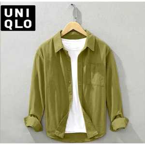 kemeja katun polos lengan panjang premium kemeja unikqlo premium