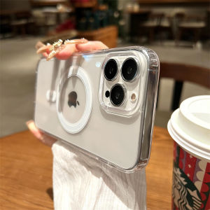 CrashStar Magsafe Clear Shockproof Hard Phone Case For iPhone 17 16 15 14 13 12 11 Pro Max Air 16e XS XR X 8 7 Plus + SE 2020 Transparent Simple Phone Casing Wireless Charging Phone Cover Shell Top Seller