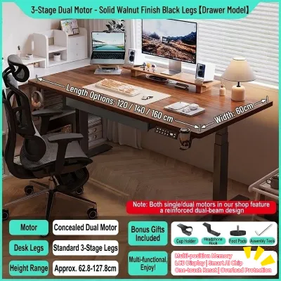 XUXU Electric Standing Desk Automatic Adjustable Height Computer Table Smart Lifting Ergonomic Gaming/Office/Study Table Desk