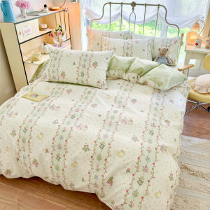 Dansunreve 1000TC Cotton Duvet Cover Single/Queen/King Quilt Cover Floral Cartoon Rabbit Bear Cat Dog Printed Comforter Cover with Zipper + String