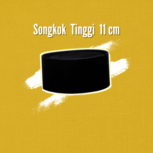 SONGKOK HITAM Kopiah Hitam Cahaya Bintang Polos Pria Dewasa Tinggi 10 cm/11 cm/12 cm/13 cm Peci Hitam AC Berkualitas bahan tebal dan halus