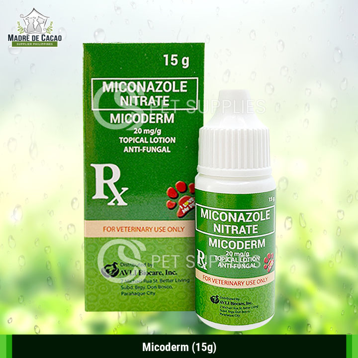 Micoderm Topical Lotion AntiFungal Miconazole Nitrate Ear and Skin Lotion 15g For Dogs and Cats
