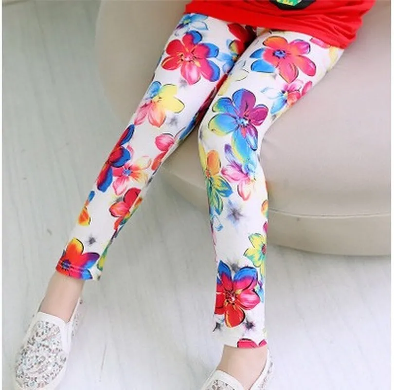 Sonkpuel Kids Girls Leggings Spring Summer Flower Printed Children Trousers  Girl Casual Pencil Pants Cute Toddler Leggings