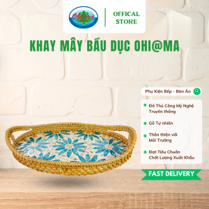 Khay Mây Bầu Dục Ohi@ma - Ohi@ma Oval Rattan Tray | Hàng VNXK Tết