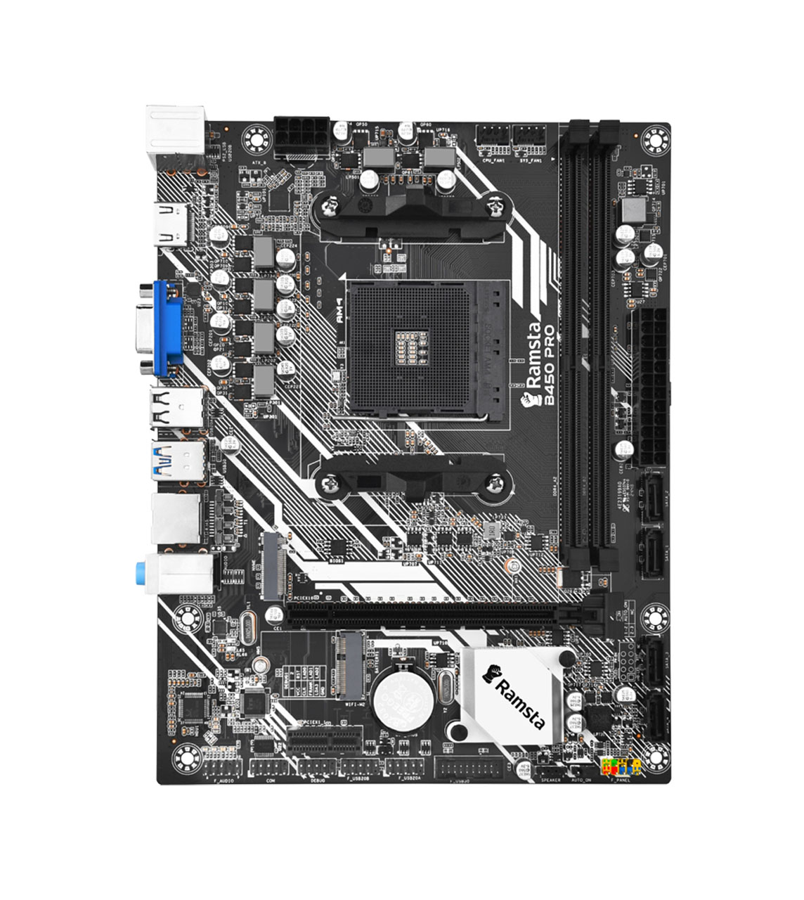 Ramsta B450M ATX Motherboard 8 Pin Support AMD AM4 Socket For AMD Ryzen 3 / Ryzen 5 1000-5000 Series Processor
