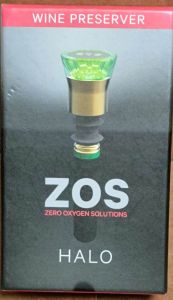 ZOS HALO WINE PRESERVATION GADGET - possibly prrserve up to 2 months after opening