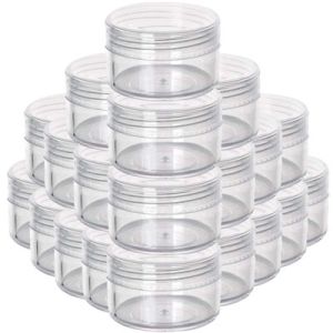 20Pcs 2g 3g 5g 10g 15g 20g Clear Cosmetic Makeup Pots Empty Plastic Sample Jar Art Container for Cream Sample Lotion Lip Balm