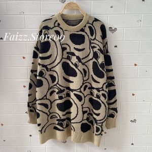 Aramun Sweater Rajut Oversize Motif Bernad Blous Rajut Lengan Panjang Wanita