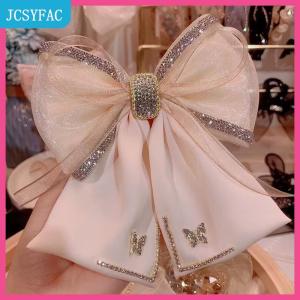 JCSYFAC Vải Rhinestone Pha Lê Kẹp Tóc Bướm Lưới Bow Clip Tóc Mùa Xuân Clip Cho Phụ Nữ Hàn Quốc Phong Cách Thời Trang Phụ Kiện Tóc