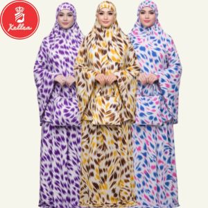 Mukena Jumbo Katun Rayon Premium Motif Abstrak Terbaru Bahan Adem Ikat Kepala Tali Karet Rok Bawah Karet Tidak Mudah Kendor Tampilan Simple Praktis - XELLEA