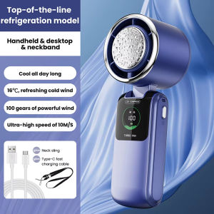 Ice Cooling Portable Neck Fan 5-Speed Turbo Wind Foldable Hands Free Cooler 4000mAh 9H Battery Travel Outdoor