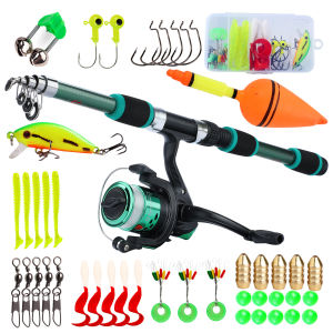 Fishing Rod Set full Set 1.8m Telescopic Fishing Rod 5.2:1 Gear Ratio Fishing Reel Fishing Equipment For Travel Pole Set